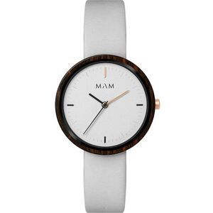 MAM White Leather Dress  Watch